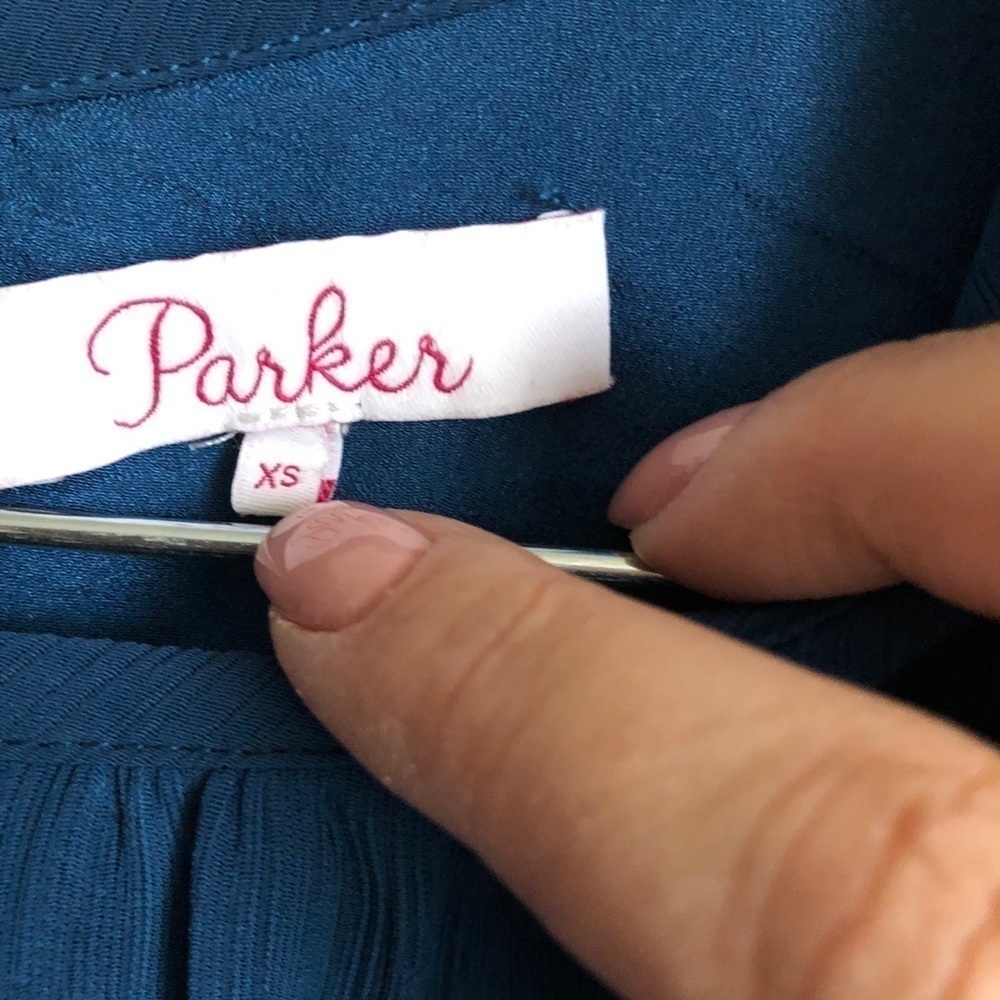 Parker Blue Asymmetrical Ruffle Mini Dress - Picture 4 of 12